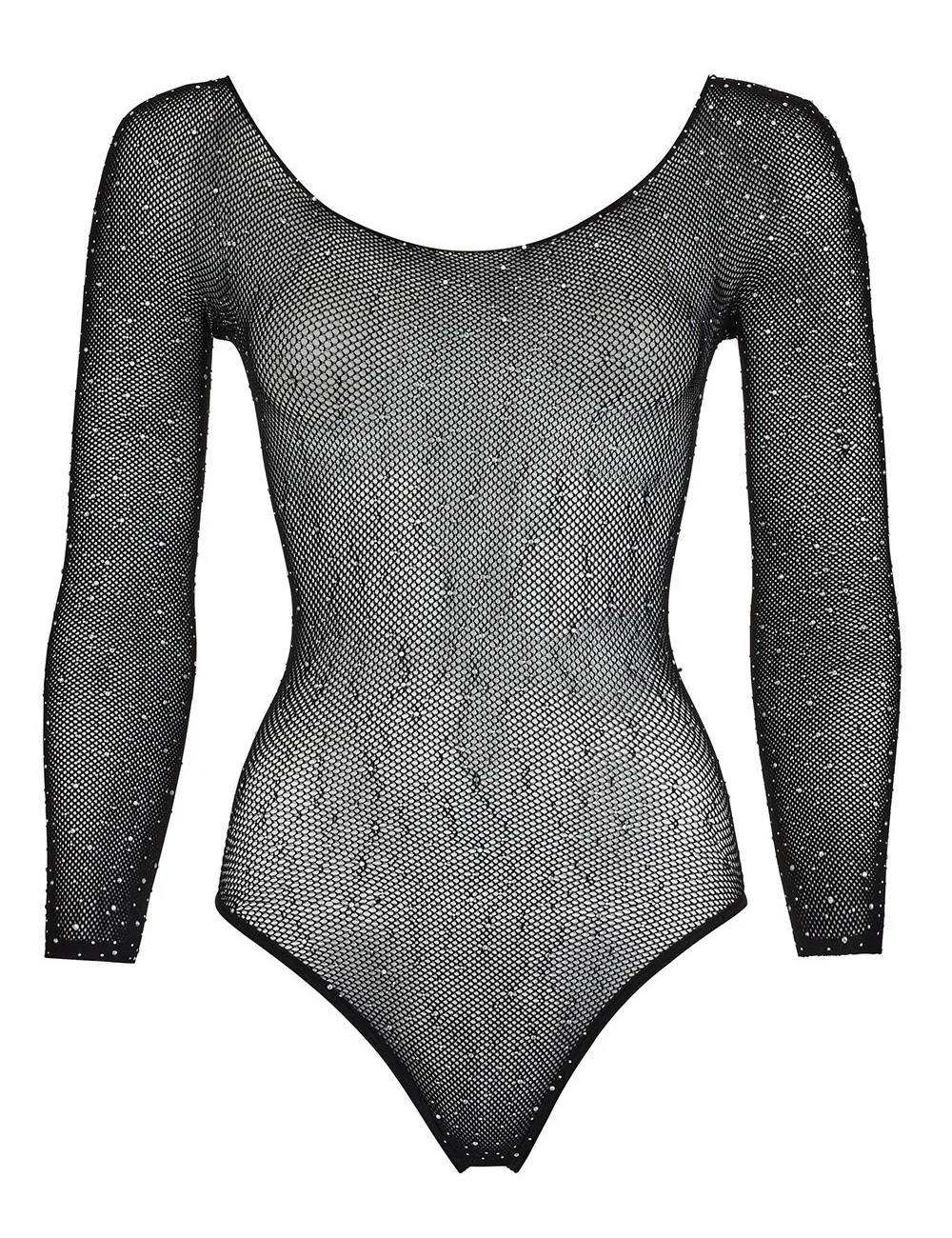 Body string à manches longues en résille avec strass - Natália COTTELLI & DIVERS 