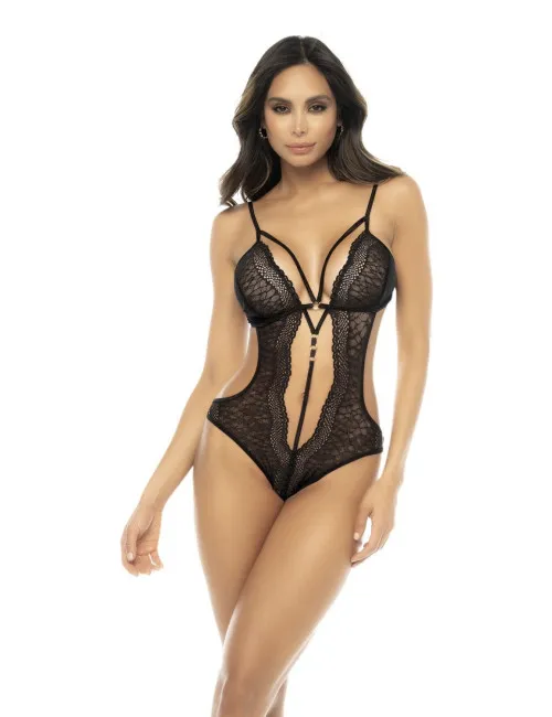 Body Paris en dentelle fantaisie noir avec bretelles réglables Mapalé 