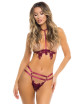 Ensemble 2 pièces rouge bordeaux comprenant top style harnais et string René Rofé 