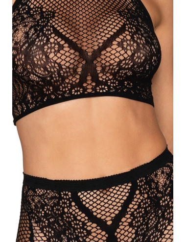 Ensemble Brassière fine résille et collant imprimé - DG0391BLK Dreamgirl 