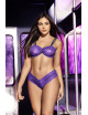 Ensemble deux pièces en dentelle violette et larges bretelles noires imprimées Mapalé 