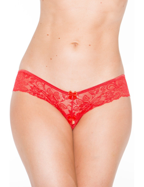 Tanga string rouge en dentelle avec noeud arrière - SOH31035RED Shirley Of Hollywood 