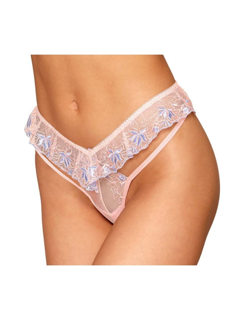 String avec broderie florale rose avec taille en forme de « V » - DG1495ROS Dreamgirl 